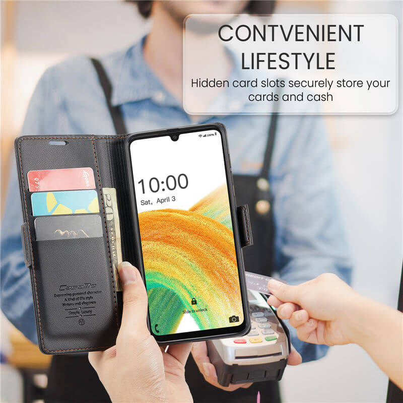 CaseMe Samsung Galaxy A33 5G Wallet RFID Blocking Magnetic Buckle Case - Image 4