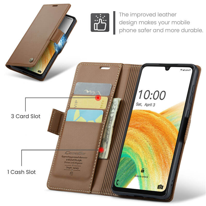CaseMe Samsung Galaxy A33 5G Wallet RFID Blocking Magnetic Buckle Case - Image 6