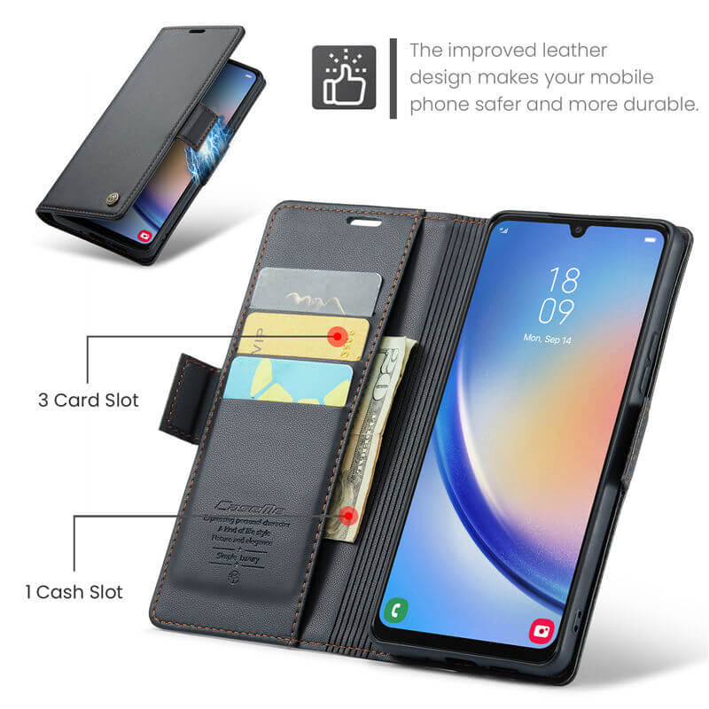 CaseMe Samsung Galaxy A34 Wallet RFID Blocking Magnetic Buckle Case - Image 6