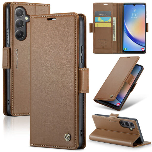 CaseMe Samsung Galaxy A34 Wallet RFID Blocking Magnetic Buckle Case