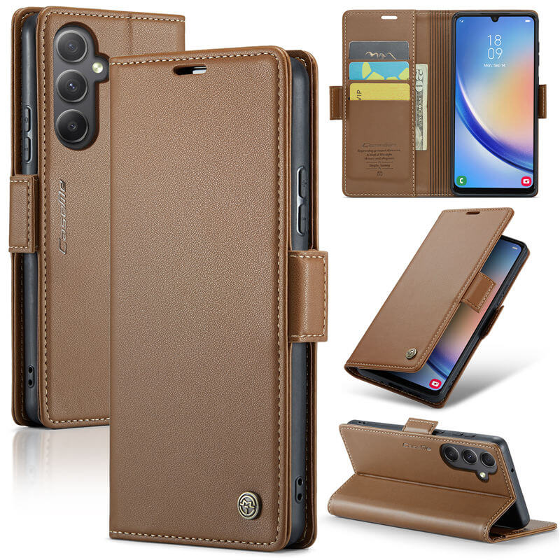 CaseMe Samsung Galaxy A34 Wallet RFID Blocking Magnetic Buckle Case