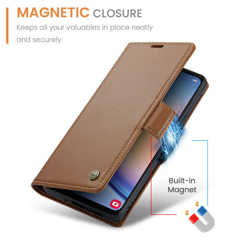 CaseMe Samsung Galaxy A34 Wallet RFID Blocking Magnetic Buckle Case - Image 8