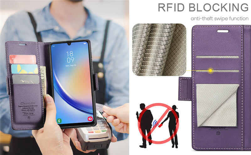 CaseMe Samsung Galaxy A34 Wallet RFID Blocking Case