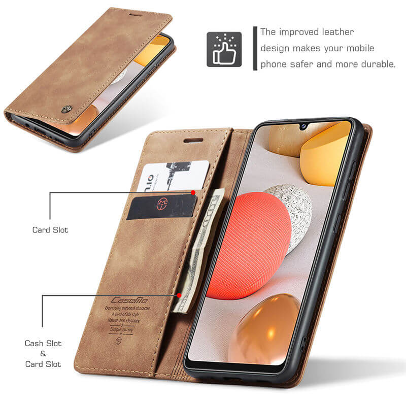 CaseMe Samsung Galaxy A42 5G Wallet Suede Leather Case - Image 4