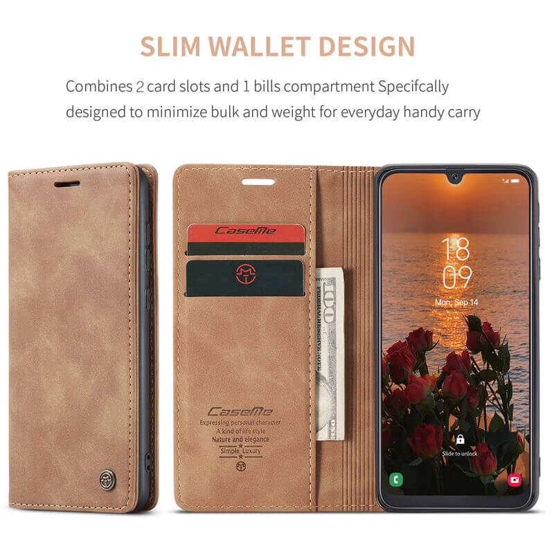 CaseMe Samsung Galaxy A50 Wallet Suede Leather Case - Image 3