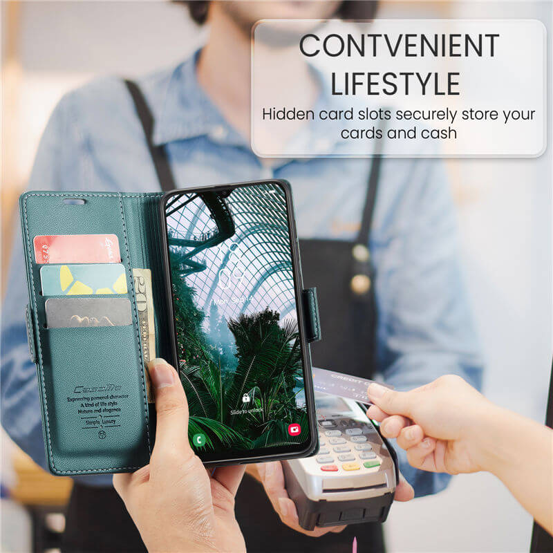 CaseMe Samsung Galaxy A50 Wallet RFID Blocking Magnetic Buckle Case - Image 4