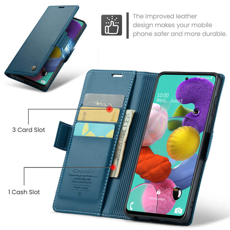 CaseMe Samsung Galaxy A51 4G Wallet RFID Blocking Magnetic Buckle Case - Image 6