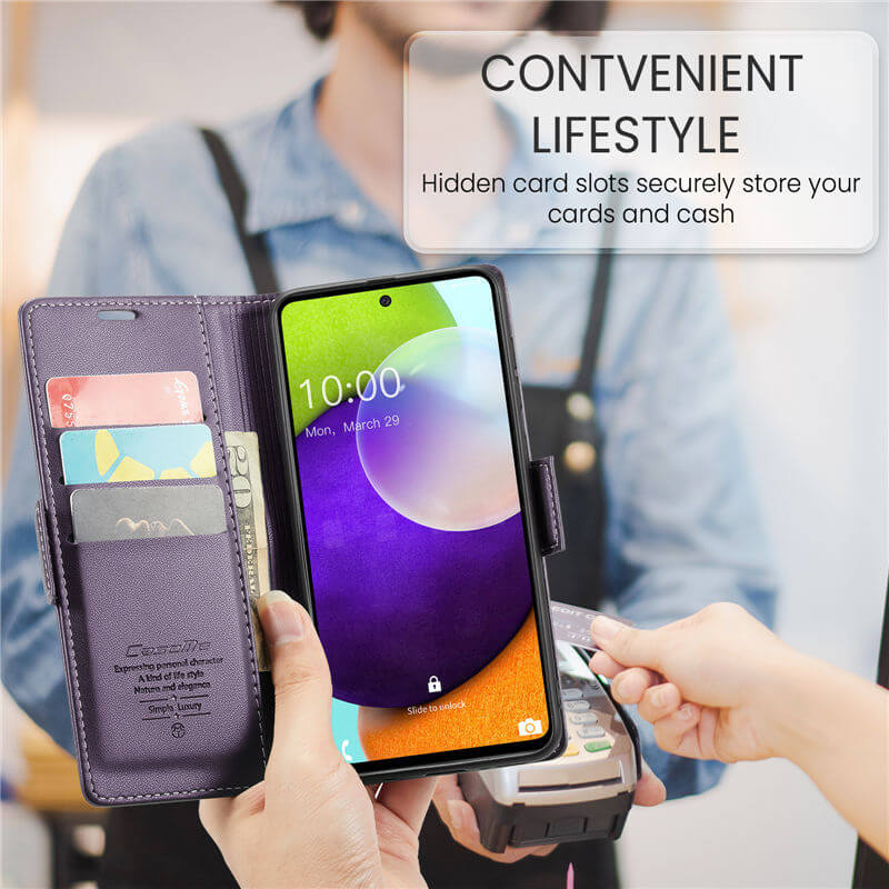 CaseMe Samsung Galaxy A52 Wallet RFID Blocking Magnetic Buckle Case - Image 8