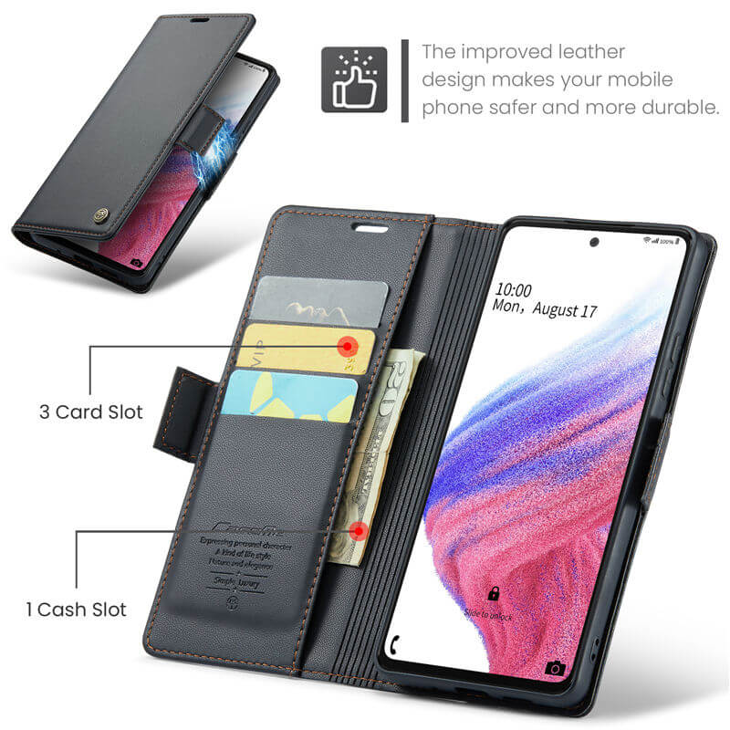CaseMe Samsung Galaxy A53 5G Wallet RFID Blocking Magnetic Buckle Case - Image 4