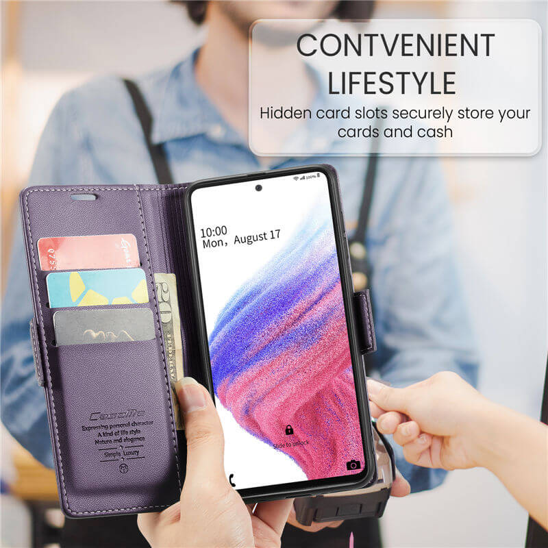 CaseMe Samsung Galaxy A53 5G Wallet RFID Blocking Magnetic Buckle Case - Image 8