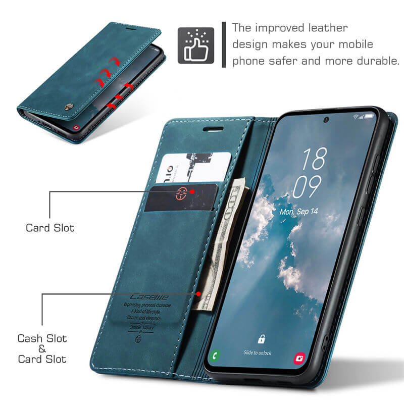 CaseMe Samsung Galaxy A54 Wallet Suede Leather Case - Image 5