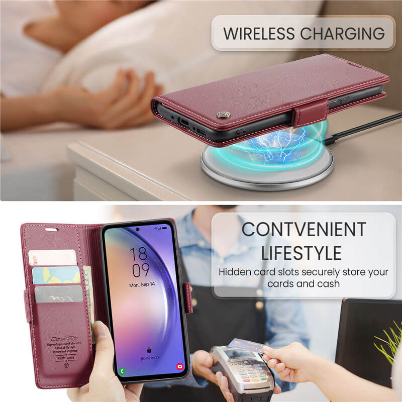 CaseMe Samsung Galaxy A54 Wallet RFID Blocking Magnetic Buckle Case - Image 4