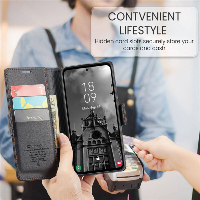 CaseMe Samsung Galaxy A55 Wallet RFID Blocking Magnetic Buckle Case - Image 4