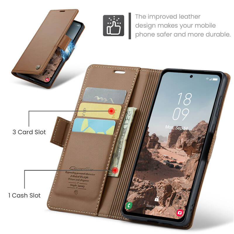 CaseMe Samsung Galaxy A55 Wallet RFID Blocking Magnetic Buckle Case - Image 6