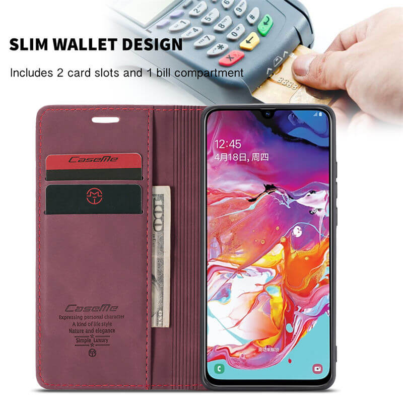 CaseMe Samsung Galaxy A70 Wallet Suede Leather Case - Image 4