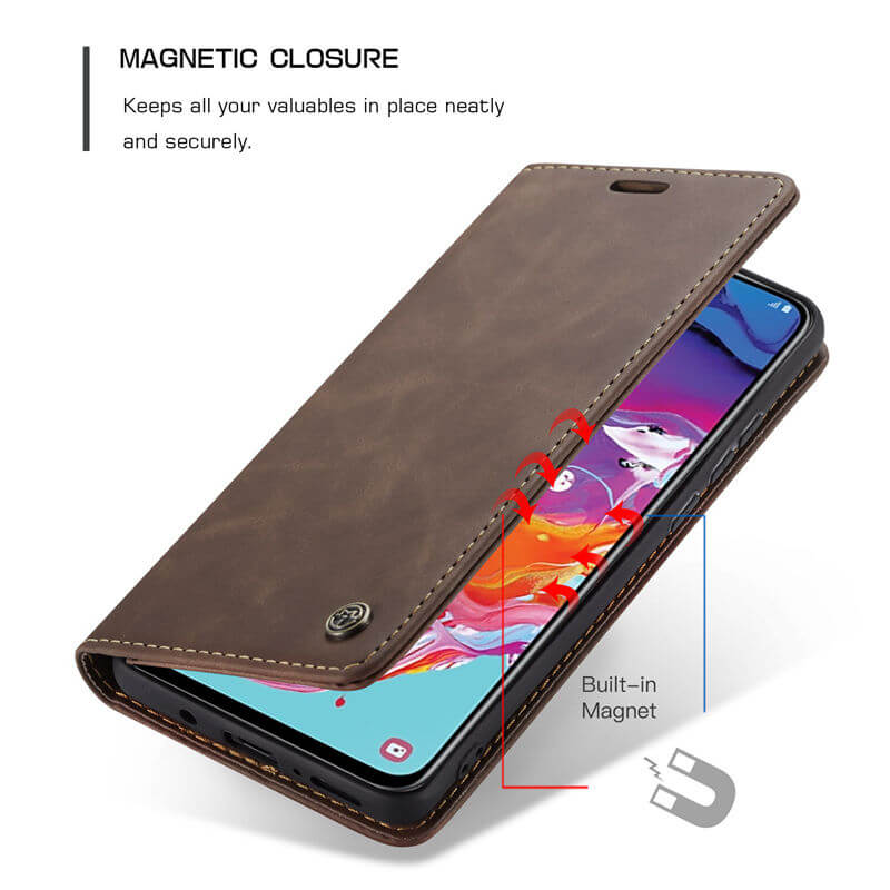 CaseMe Samsung Galaxy A70 Wallet Suede Leather Case - Image 3