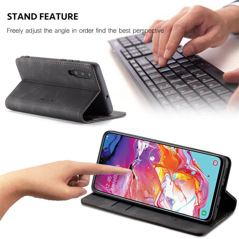 CaseMe Samsung Galaxy A70 Wallet Suede Leather Case - Image 5