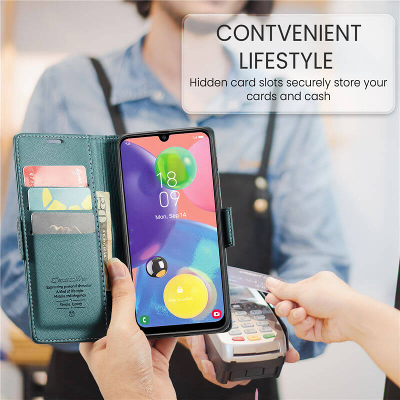 CaseMe Samsung Galaxy A70 Wallet RFID Blocking Magnetic Buckle Case - Image 4