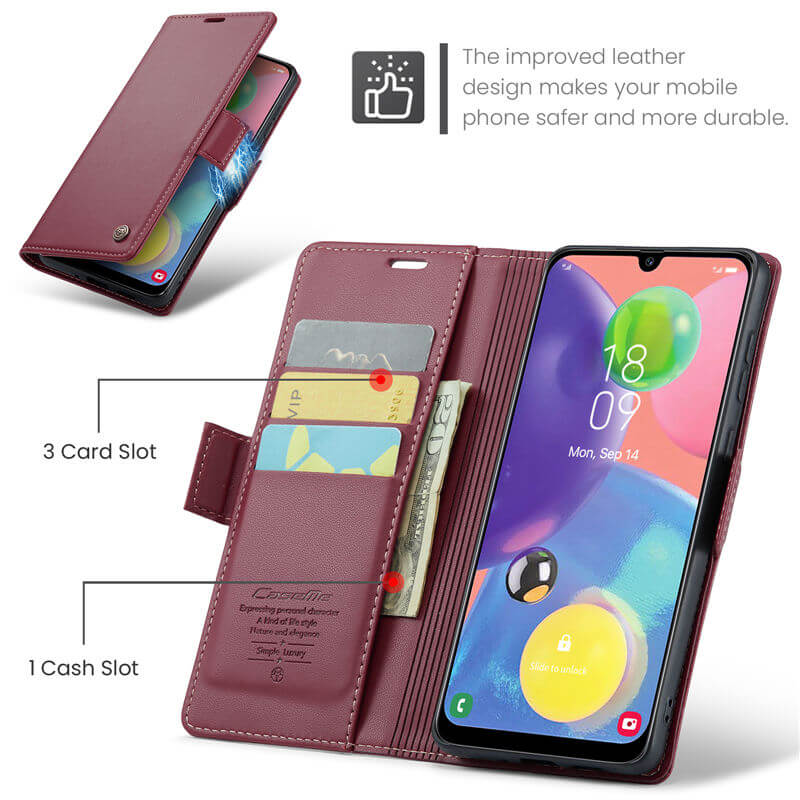CaseMe Samsung Galaxy A70 Wallet RFID Blocking Magnetic Buckle Case - Image 6