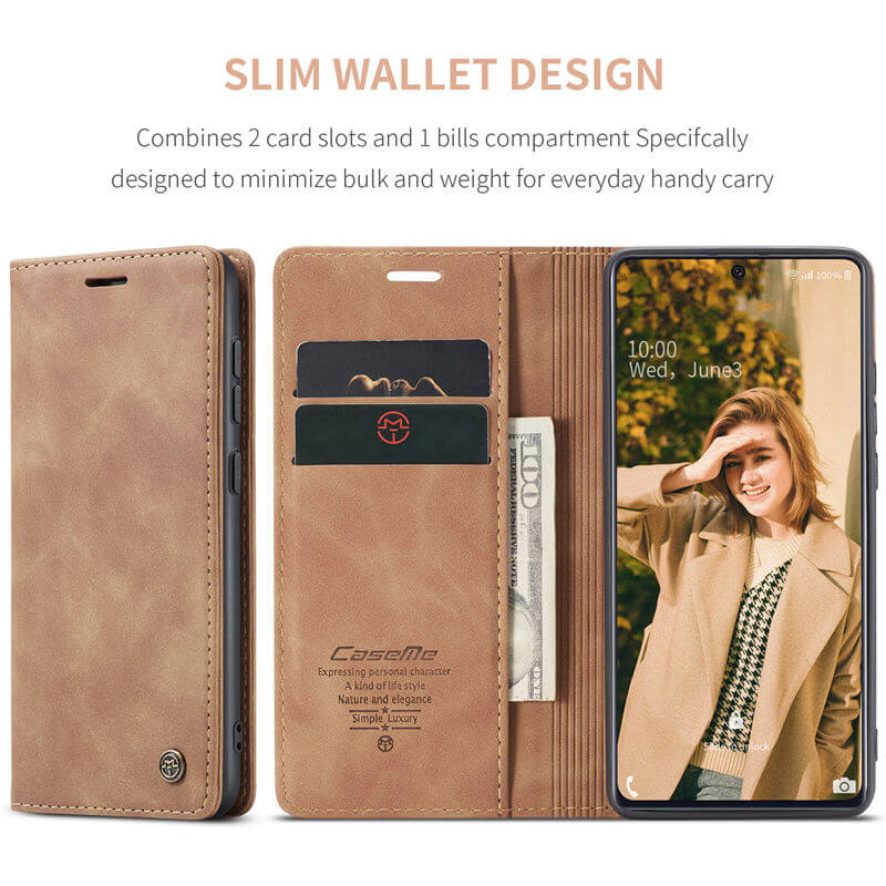 CaseMe Samsung Galaxy A71 4G Wallet Suede Leather Case - Image 3