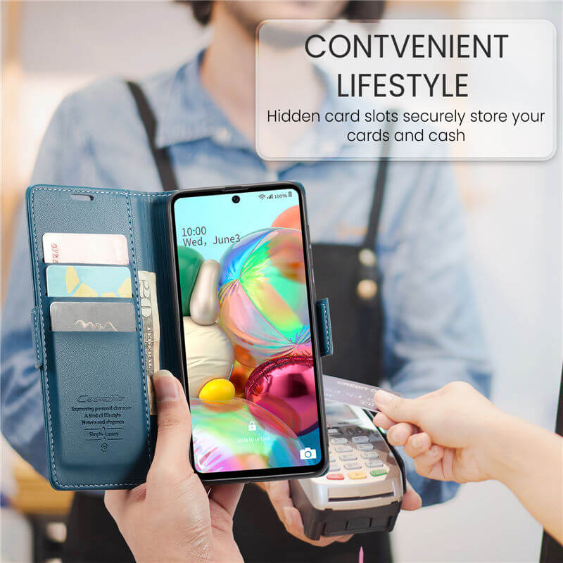 CaseMe Samsung Galaxy A71 4G Wallet RFID Blocking Magnetic Buckle Case - Image 4
