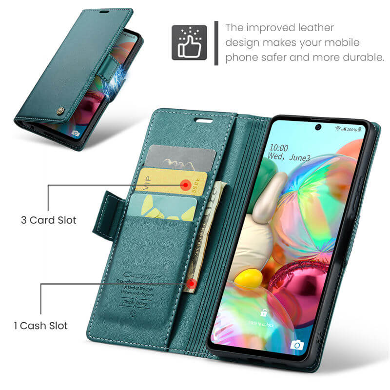 CaseMe Samsung Galaxy A71 4G Wallet RFID Blocking Magnetic Buckle Case - Image 6