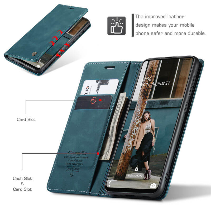 CaseMe Samsung Galaxy A72 Wallet Suede Leather Case - Image 5