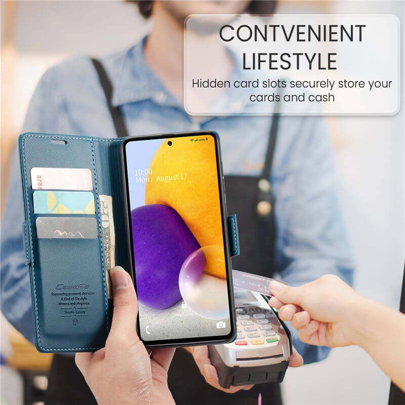 CaseMe Samsung Galaxy A72 Wallet RFID Blocking Magnetic Buckle Case - Image 4