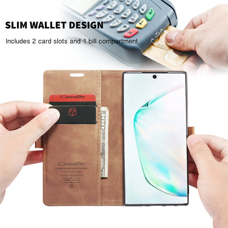 CaseMe Samsung Galaxy Note 10 Wallet Suede Leather Case - Image 4