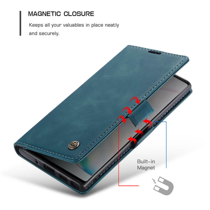 CaseMe Samsung Galaxy Note 10 Wallet Suede Leather Case - Image 3