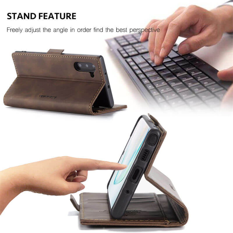 CaseMe Samsung Galaxy Note 10 Wallet Suede Leather Case - Image 5