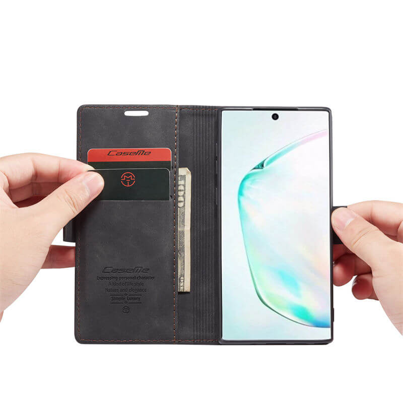CaseMe Samsung Galaxy Note 10 Wallet Suede Leather Case - Image 11