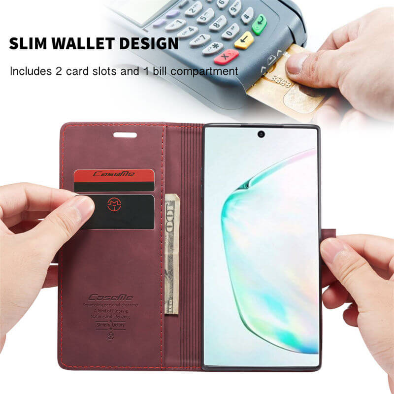 CaseMe Samsung Galaxy Note 10 Plus Wallet Suede Leather Case - Image 4