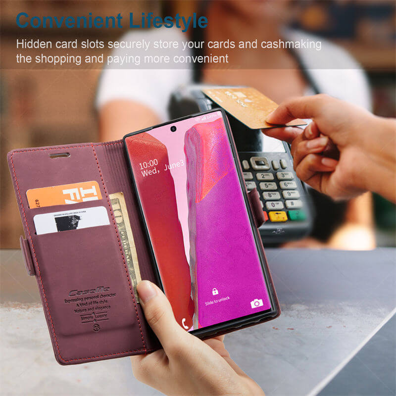 CaseMe Samsung Galaxy Note 20 Wallet Suede Leather Case - Image 3