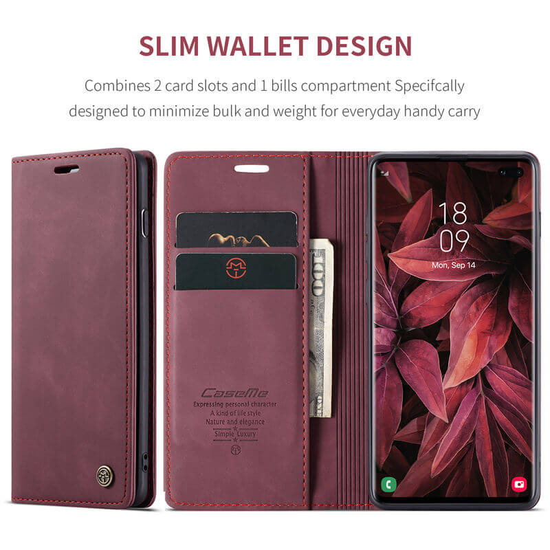 CaseMe Samsung Galaxy S10 Plus Wallet Suede Leather Case - Image 3