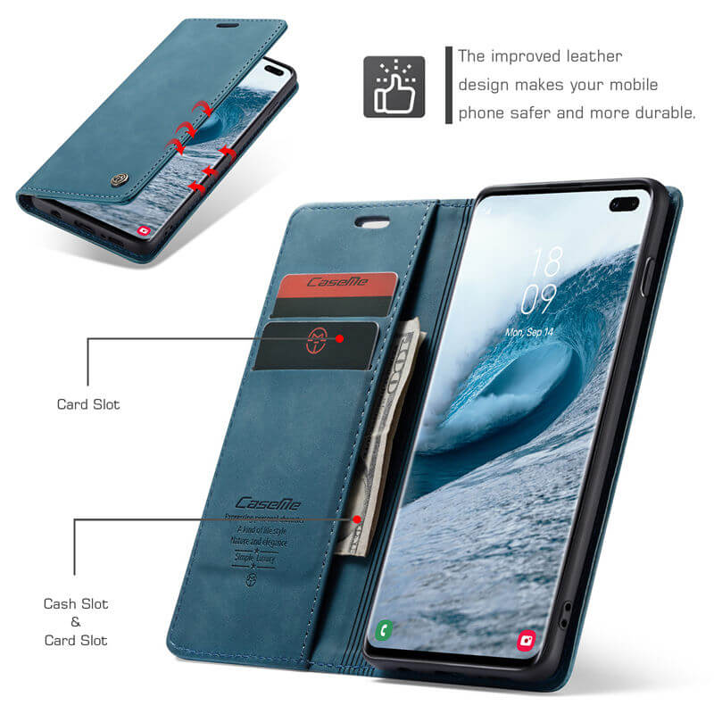 CaseMe Samsung Galaxy S10 Plus Wallet Suede Leather Case - Image 5