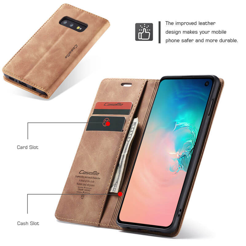 CaseMe Samsung Galaxy S10E Wallet Suede Leather Case - Image 4