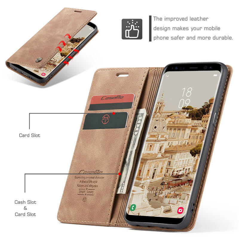 CaseMe Samsung Galaxy S8 Wallet Suede Leather Case - Image 5