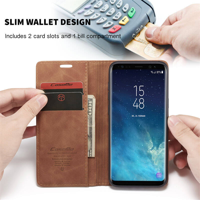 CaseMe Samsung Galaxy S8 Plus Wallet Suede Leather Case - Image 4