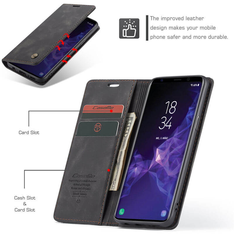 CaseMe Samsung Galaxy S9 Wallet Suede Leather Case - Image 5