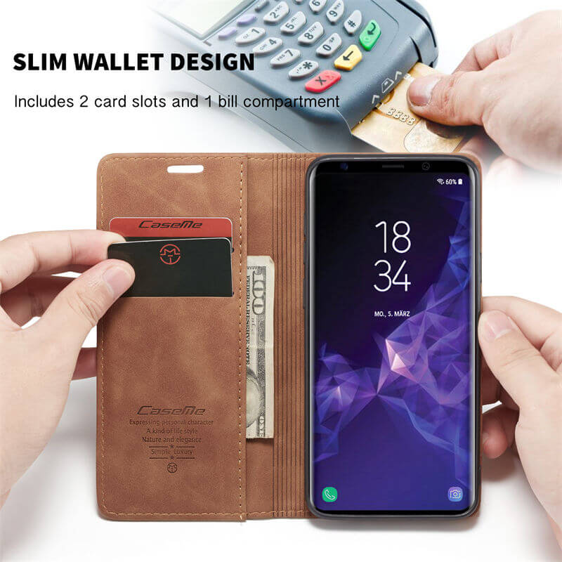CaseMe Samsung Galaxy S9 Plus Wallet Suede Leather Case - Image 4