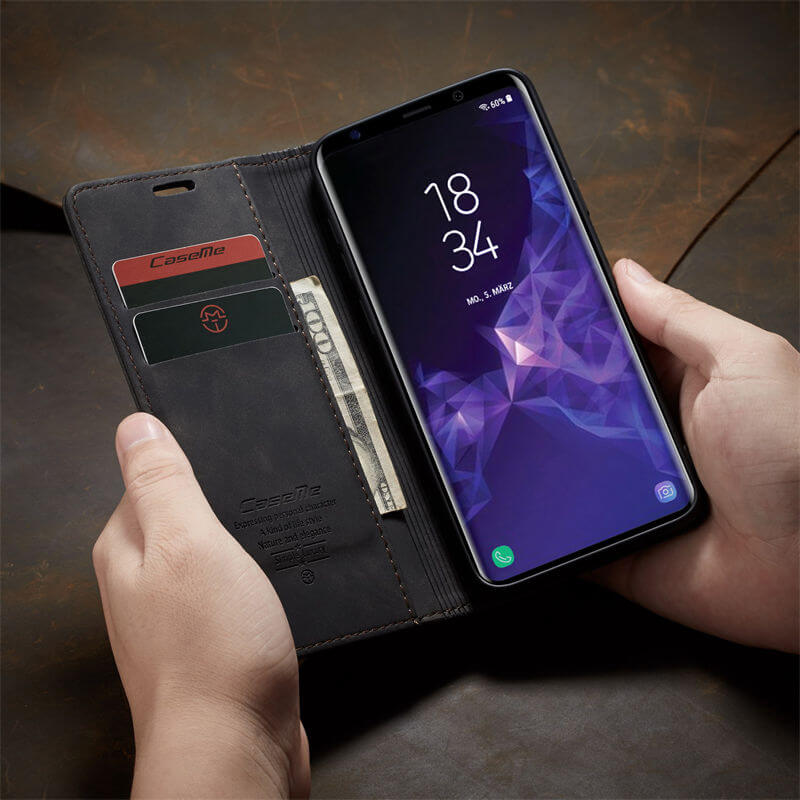 CaseMe Samsung Galaxy S9 Plus Wallet Suede Leather Case