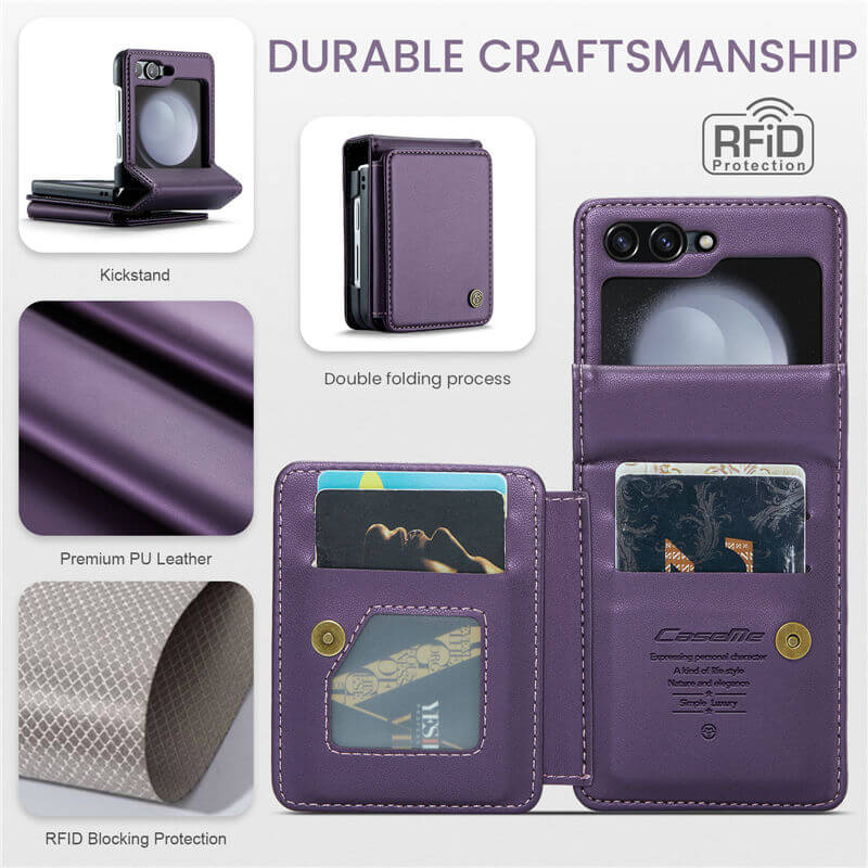 CaseMe Samsung Galaxy Z Flip5 RFID Blocking Card Holder Case - Image 4