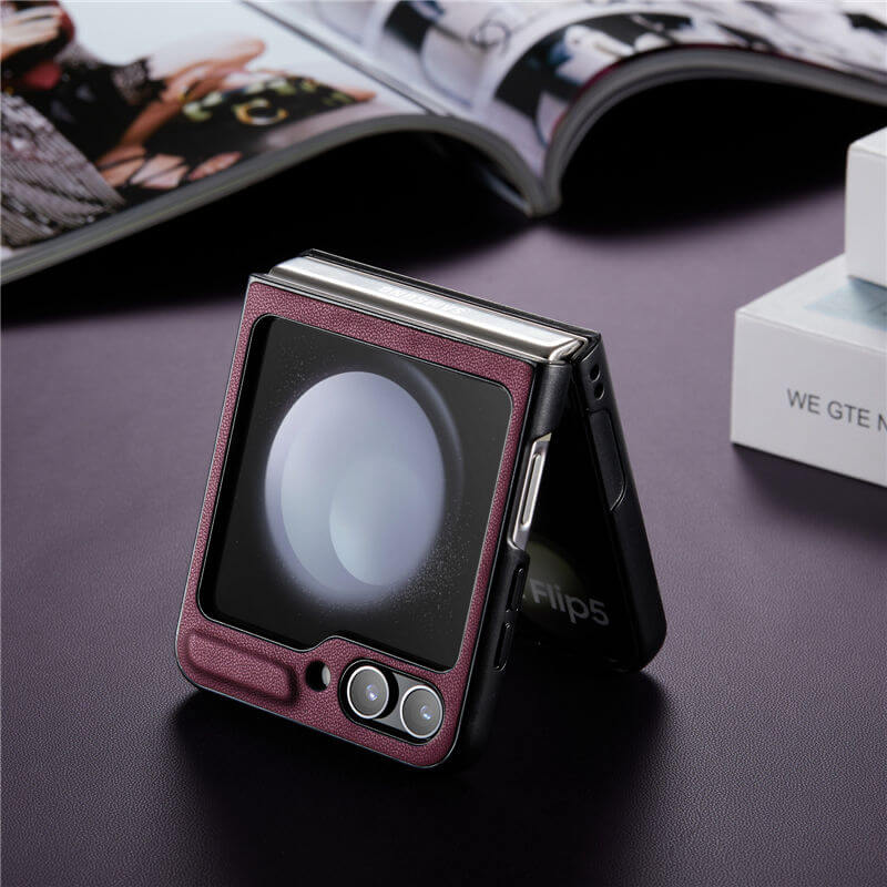CaseMe Samsung Galaxy Z Flip5 Litchi skin PU Leather Case - Image 13