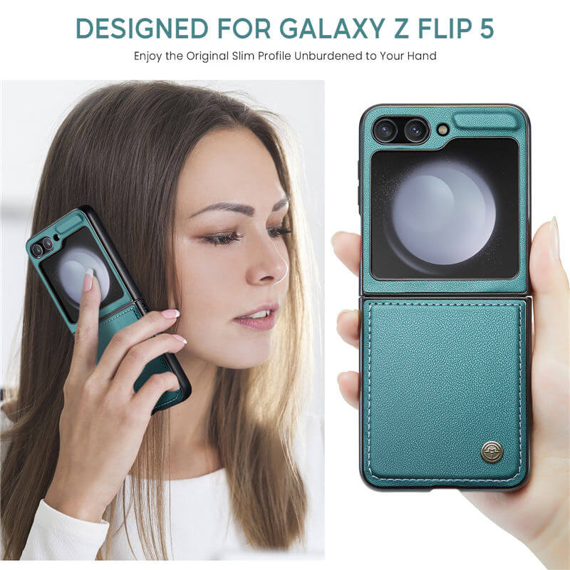 CaseMe Samsung Galaxy Z Flip5 Litchi skin PU Leather Case - Image 5
