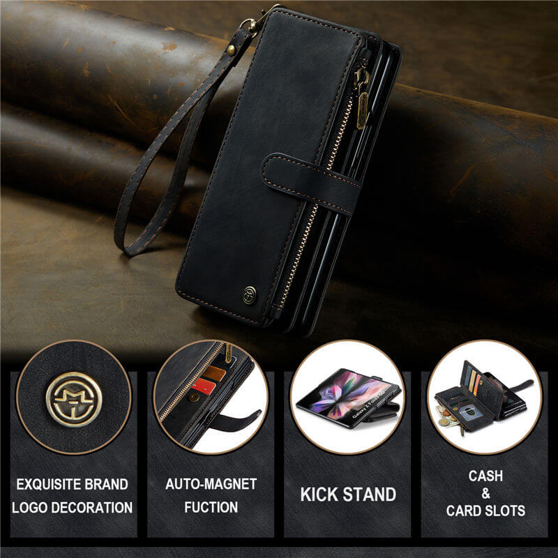 CaseMe Samsung Galaxy Z Fold3 Wallet kickstand Case with Wrist Strap - Image 11