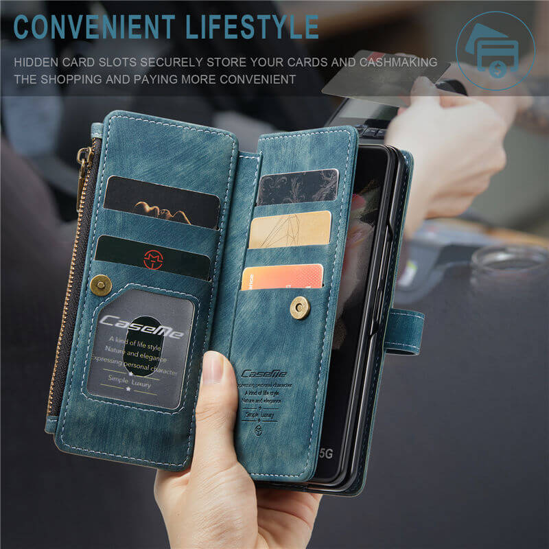 CaseMe Samsung Galaxy Z Fold3 Wallet kickstand Case with Wrist Strap - Image 8