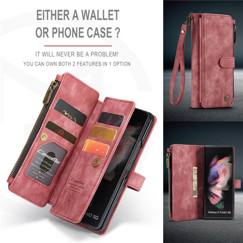 CaseMe Samsung Galaxy Z Fold3 Wallet kickstand Case with Wrist Strap - Image 10