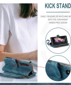 CaseMe Samsung Galaxy Z Fold3 Wallet kickstand Case with Wrist Strap - Image 4