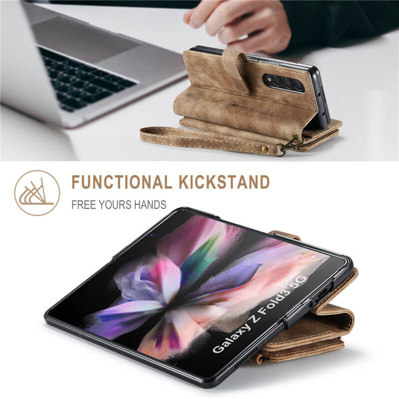 CaseMe Samsung Galaxy Z Fold3 Wallet kickstand Case with Wrist Strap - Image 5